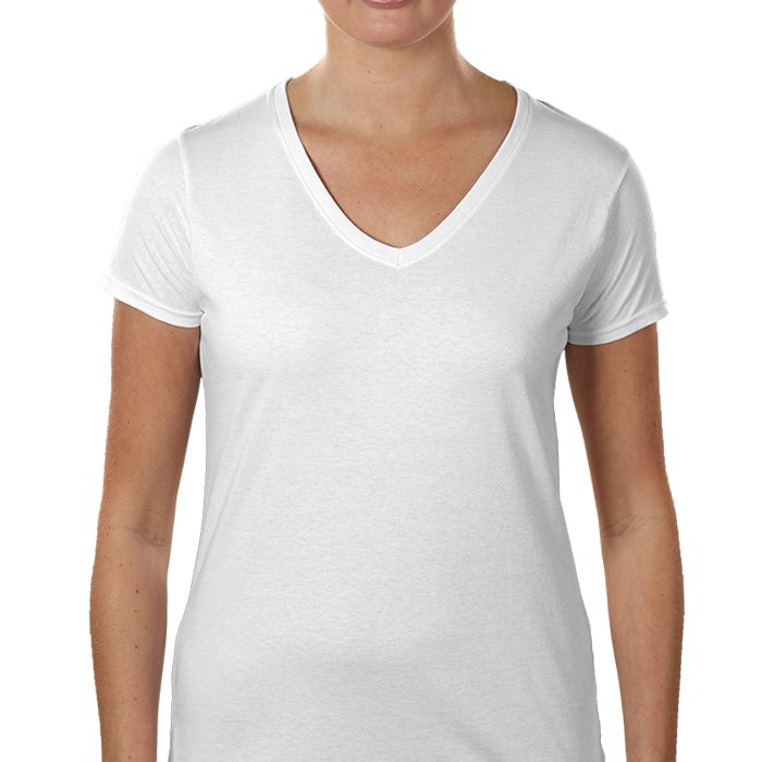 A medida  Camiseta de calidad con cuello en V para mujer Vista previa
